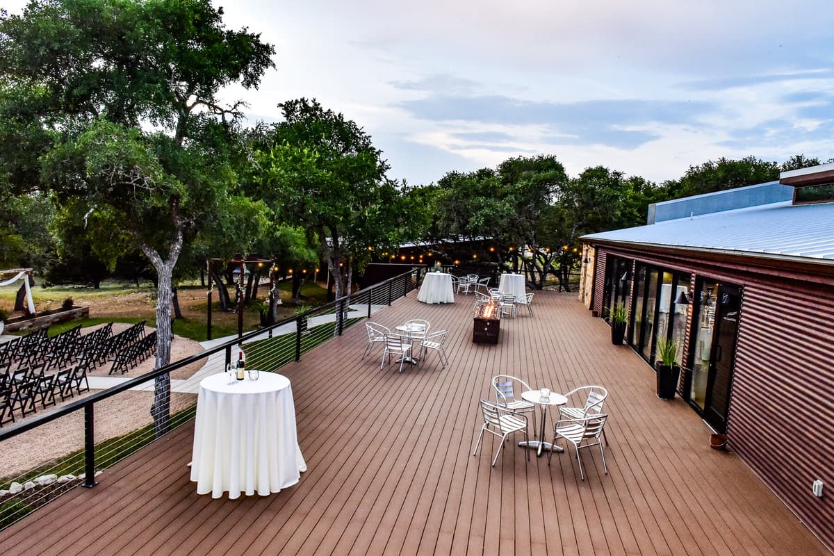 Prima Vista Sunset Deck in golden evening light