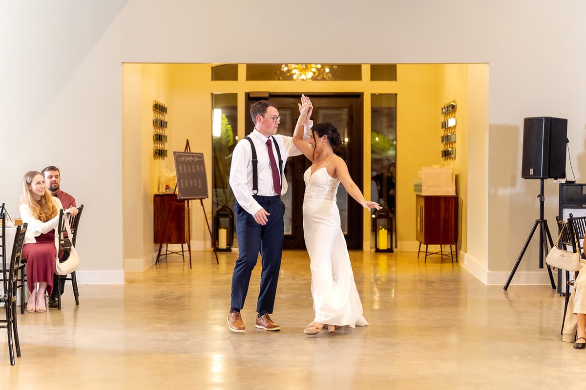 Natasha and Brian share their first dance in the Prima Vista reception hall