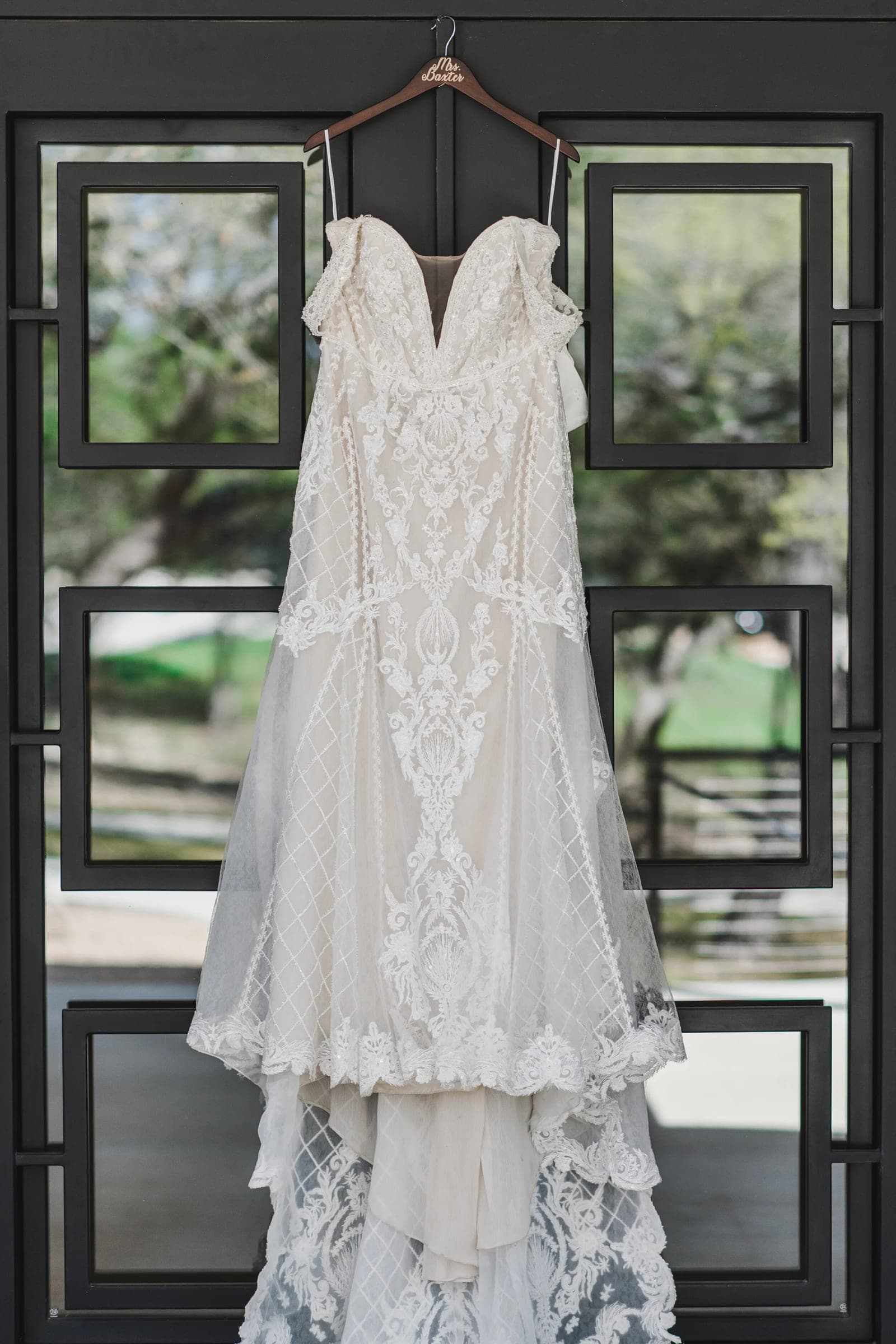 Wedding Dress Detail in Foyer