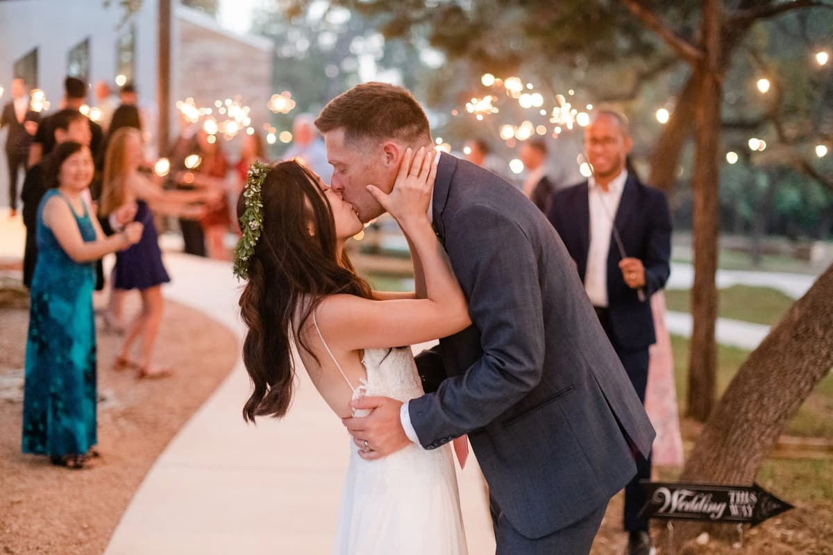 Bride and groom portraits at golden hour in the Texas Hill Country