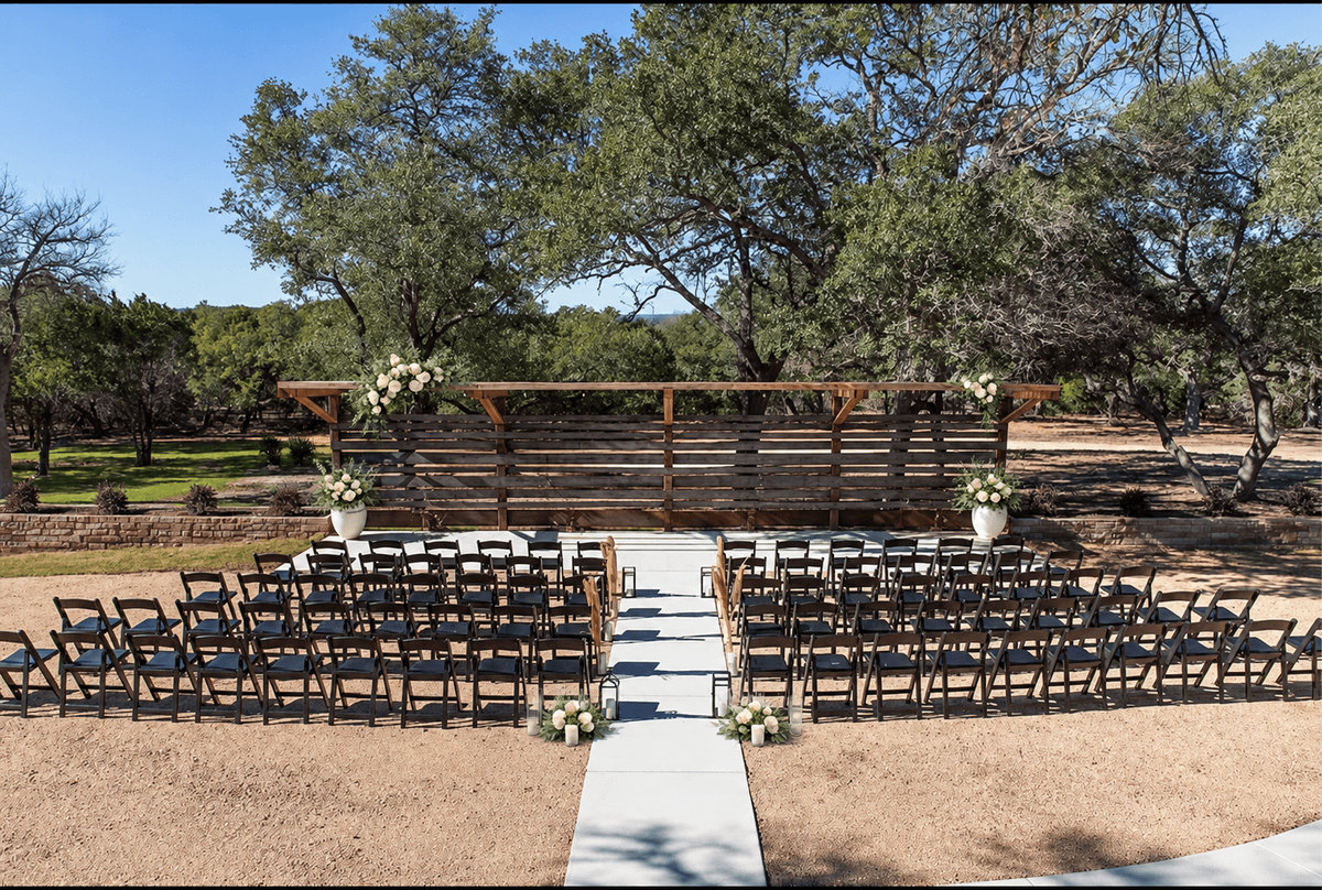 Sage and champagne outdoor ceremony concept