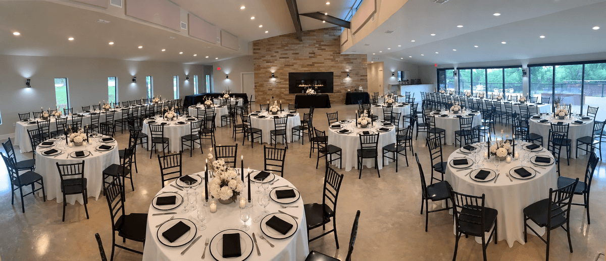 Modern black-and-white reception ready for a personalized mix