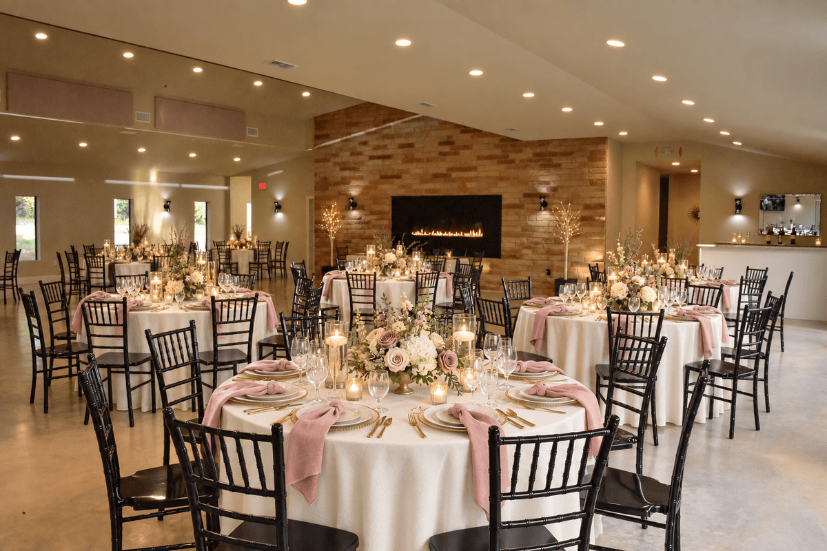 Romantic garden reception design inside Prima Vista