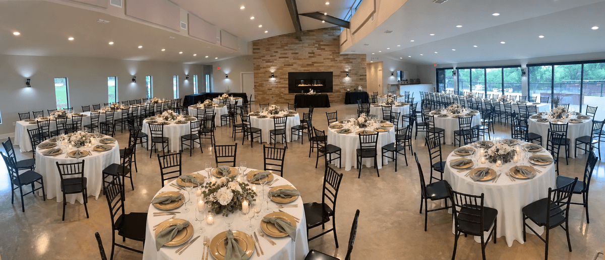 Sage and Champagne full-room reception concept