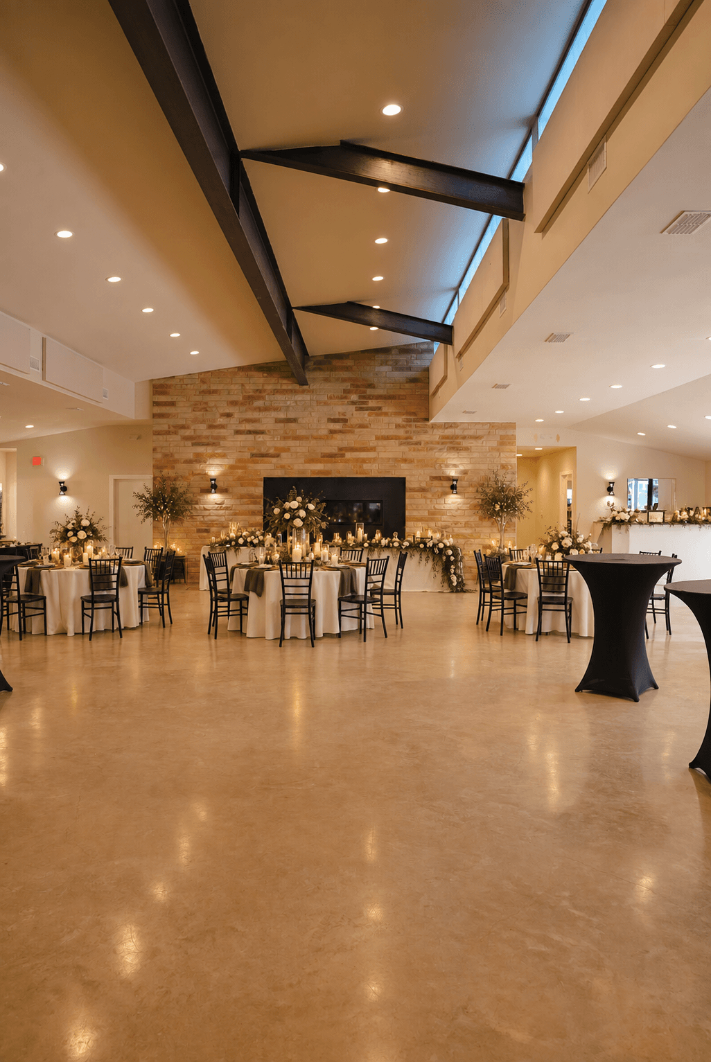 Rustic romance reception and cocktail-hour layout