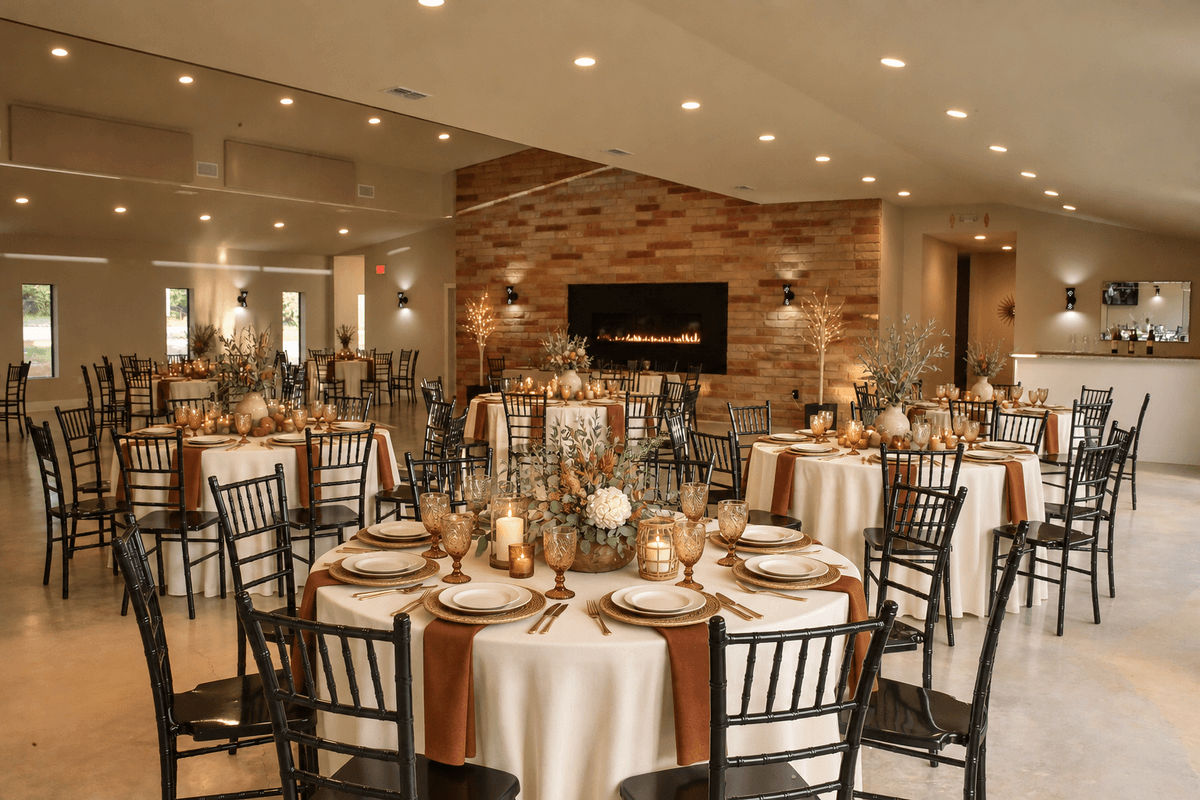 Texas Western Chic reception design at Prima Vista