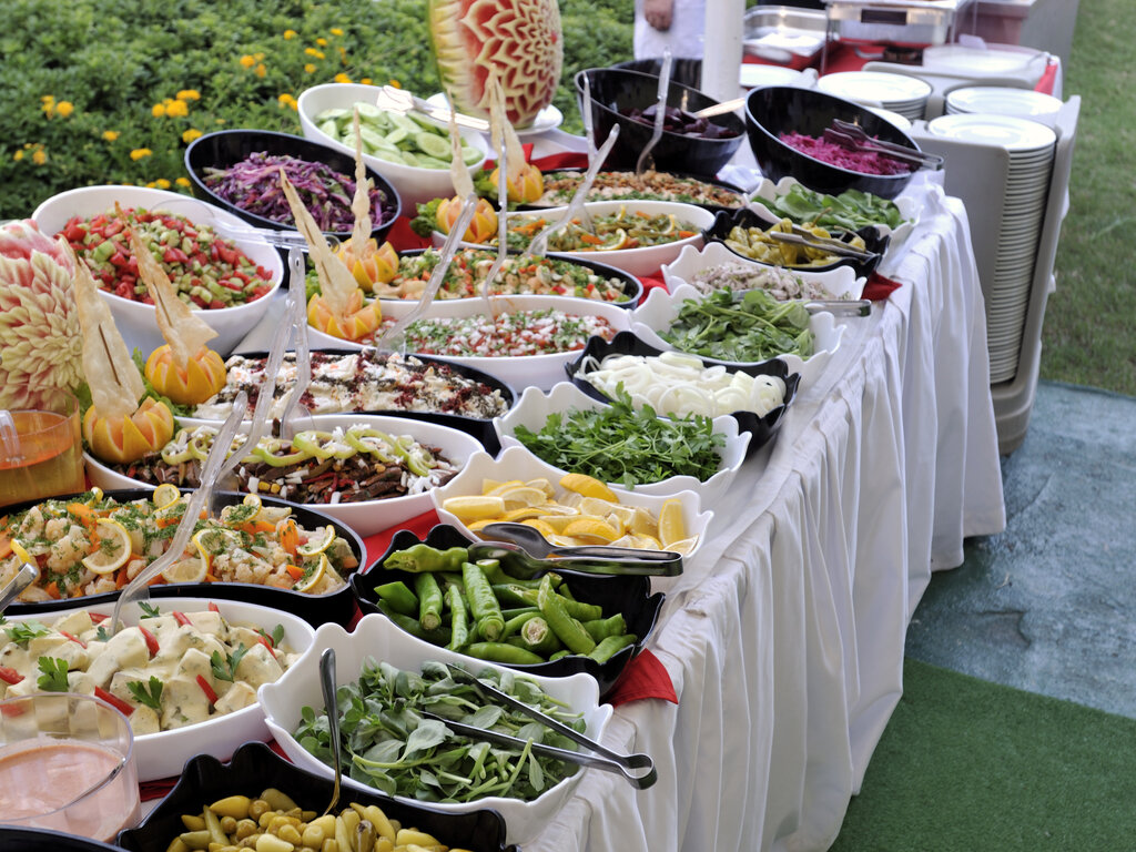 Wedding catering taco bar buffet setup at a Texas venue